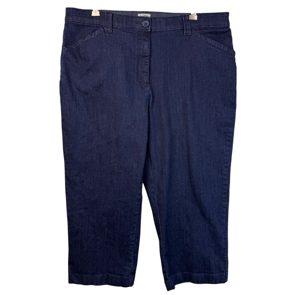 L.L.Bean Cropped Pants Womens Size 18 Regular USA‎ Jean Classic Fit Blue Denim